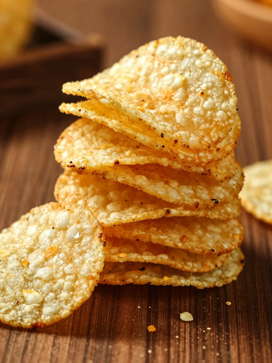 Tumpukan keripik singkong; foto stok